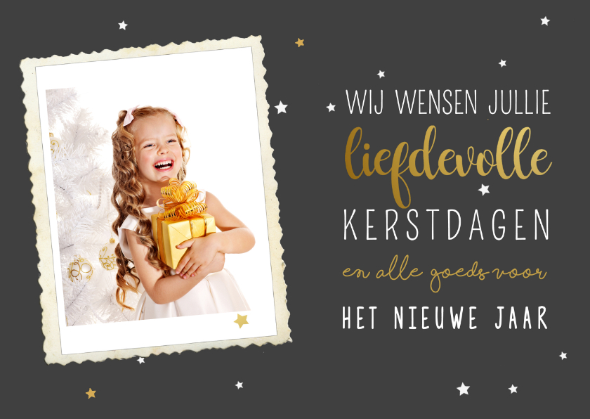 Kerstkaart goud met foto - Kerstkaarten Kerstkaarten - Kerstkaart goud met foto