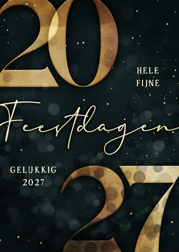 Kerstkaart gouden 2027 donkergroen stijlvol - Kerstkaarten Kerstkaarten - Kerstkaart gouden 2027 donkergroen stijlvol