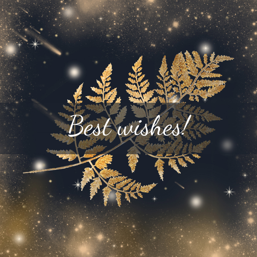 Kerstkaart gouden blad en sterren - Kerstkaarten Kerstkaarten - Kerstkaart gouden blad en sterren