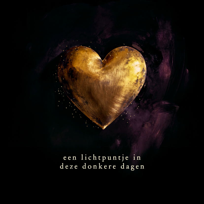 Kerstkaart gouden hart lichtpuntje moeilijke dagen - Kerstkaarten Kerstkaarten - Kerstkaart gouden hart lichtpuntje moeilijke dagen