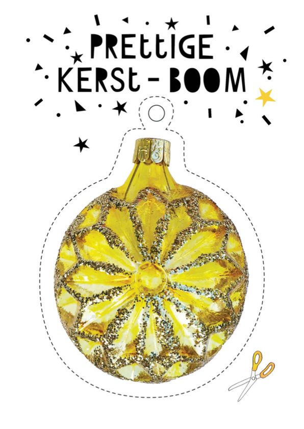 Kerstkaart gouden kerstbal - Kerstkaarten Kerstkaarten - Kerstkaart gouden kerstbal