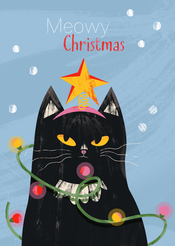 Kerstkaart grappige chagrijnige kerst kat - Kerstkaarten Kerstkaarten - Kerstkaart grappige chagrijnige kerst kat