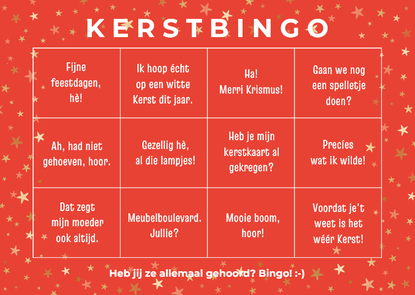 Kerstkaart grappige kerstbingo - Kerstkaarten Kerstkaarten - Kerstkaart grappige kerstbingo