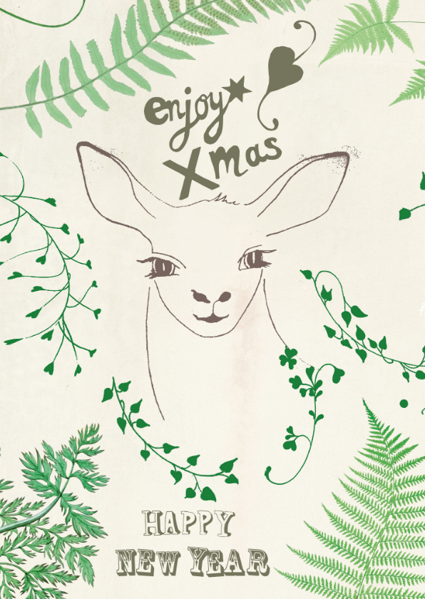 Kerstkaart Green Deer - Kerstkaarten Kerstkaarten - Kerstkaart Green Deer