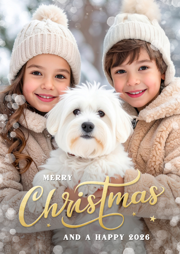 Kerstkaart grote eigen foto sneeuw kader en Merry Christmas - Kerstkaarten Kerstkaarten - Kerstkaart grote eigen foto sneeuw kader en Merry Christmas