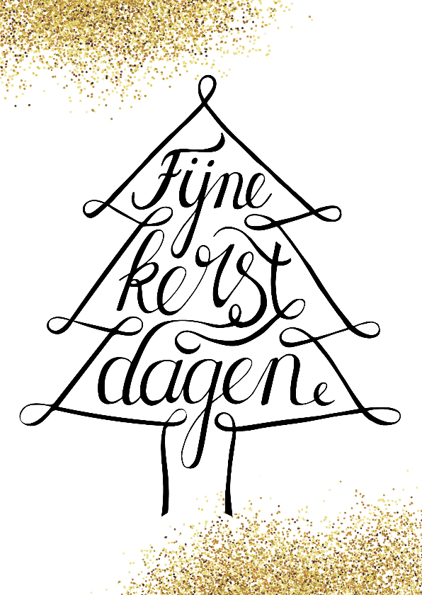 Kerstkaart handlettering kerstboom glitter - Kerstkaarten Kerstkaarten - Kerstkaart handlettering kerstboom glitter