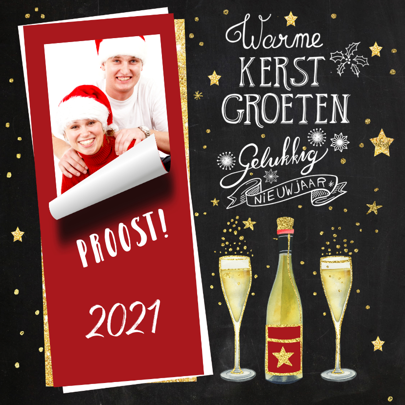 Kerstkaart handlettering wijn - Kerstkaarten Kerstkaarten - Kerstkaart handlettering wijn