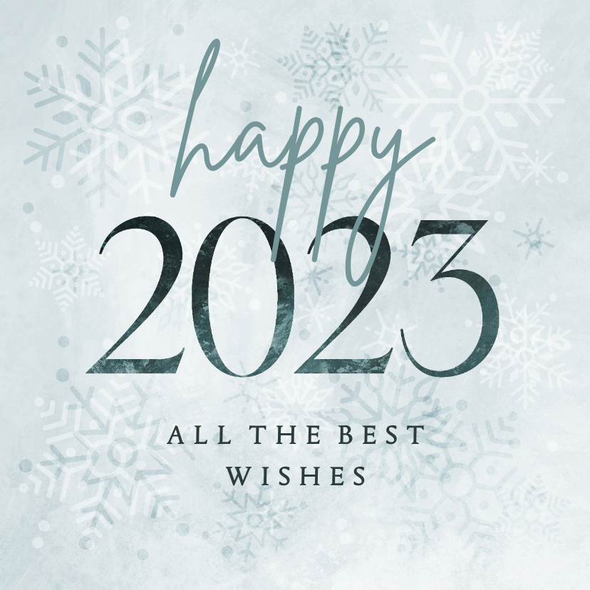 Kerstkaart happy 2022 lichtblauw met sneeuwvlokken - Kerstkaarten Kerstkaarten - Kerstkaart happy 2022 lichtblauw met sneeuwvlokken