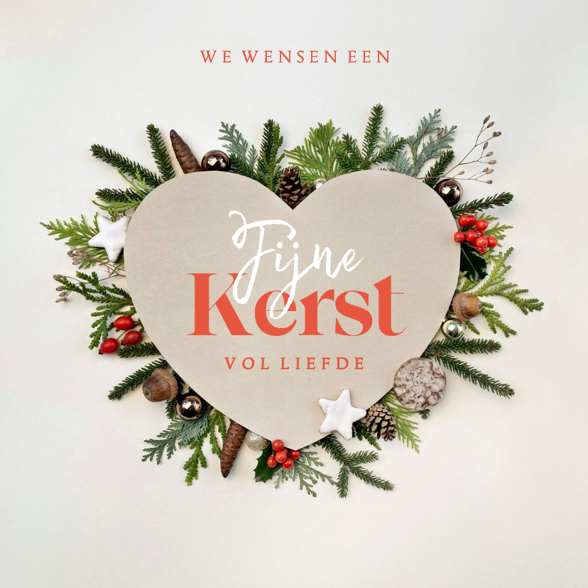 Kerstkaart hart 'Kerst vol liefde' - Kerstkaarten Kerstkaarten - Kerstkaart hart 'Kerst vol liefde'