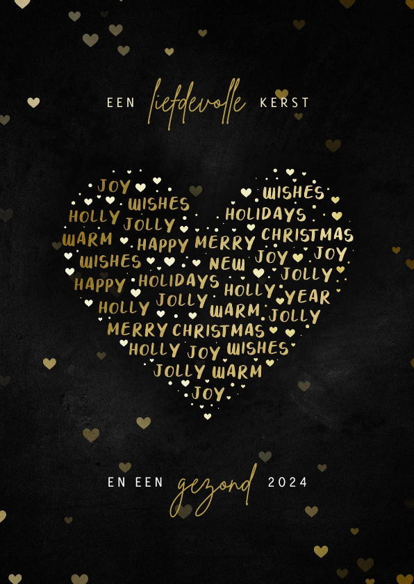 Kerstkaarten - Kerstkaart hart met woorden liefdevolle kerst