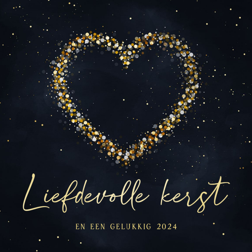 Kerstkaart hart van sparkles liefdevolle kerst Kaartje2go
