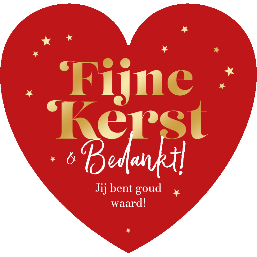 Kerstkaarten - Kerstkaart hartvorm bedankt fijne kerst sterren