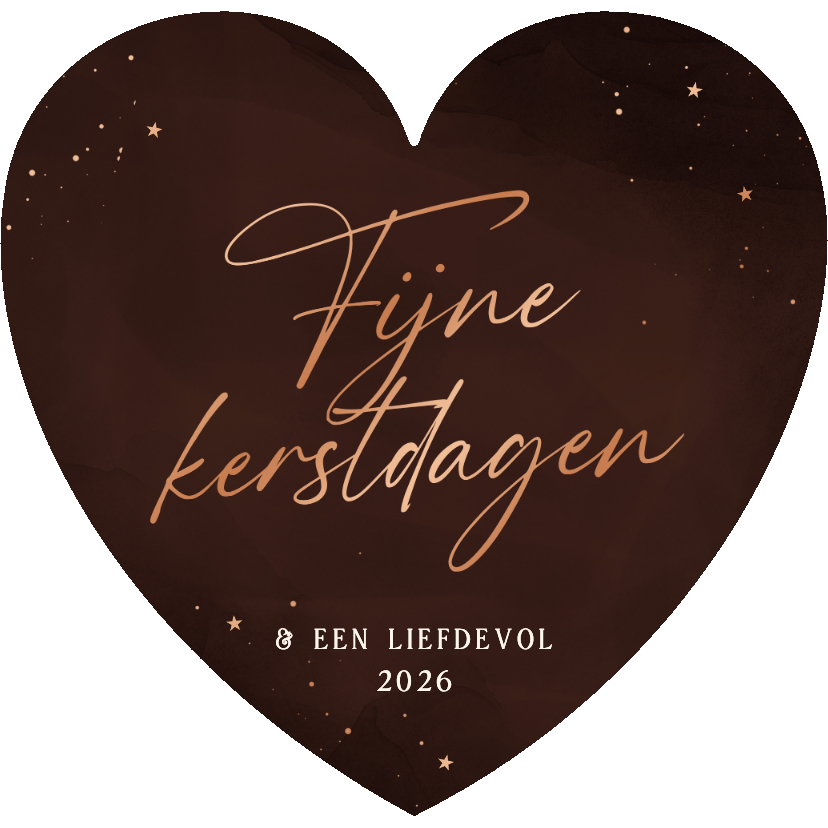 Kerstkaarten - Kerstkaart hartvorm rood koper fijne kerstdagen stijlvol