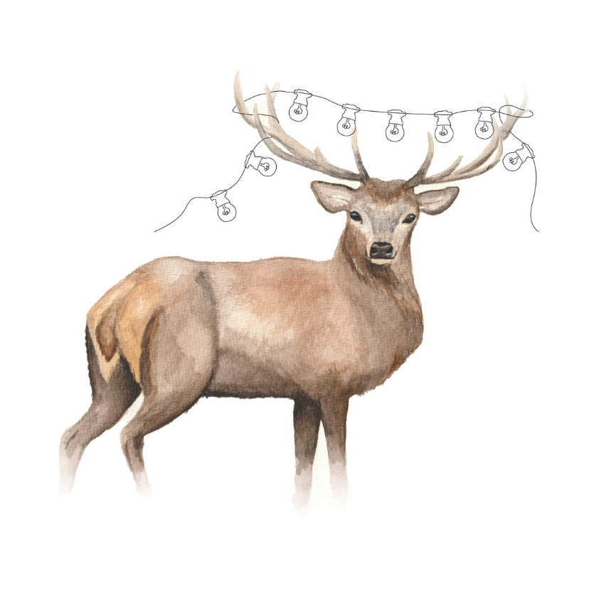 Kerstkaart hert Huidfonds - Kerstkaarten Kerstkaarten - Kerstkaart hert Huidfonds