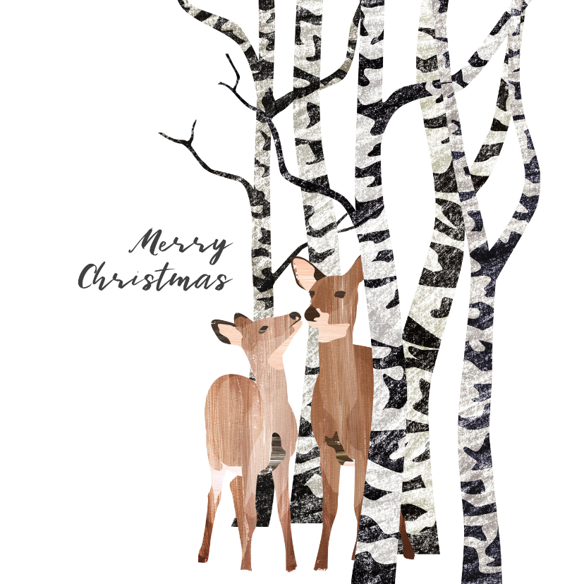 Kerstkaart Herten in het bos - Kerstkaarten Kerstkaarten - Kerstkaart Herten in het bos