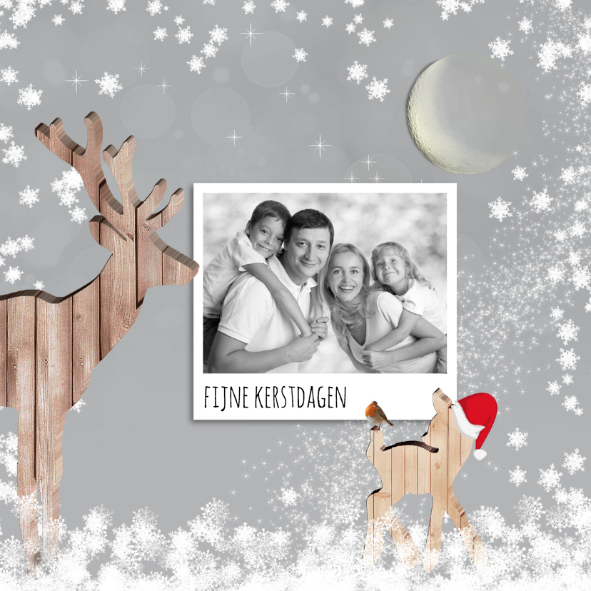 Kerstkaart herten met foto - Kerstkaarten Kerstkaarten - Kerstkaart herten met foto