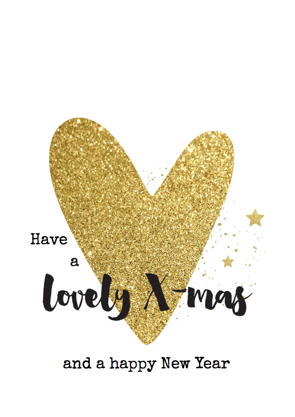 Kerstkaart hip - hart goud - Kerstkaarten Kerstkaarten - Kerstkaart hip - hart goud