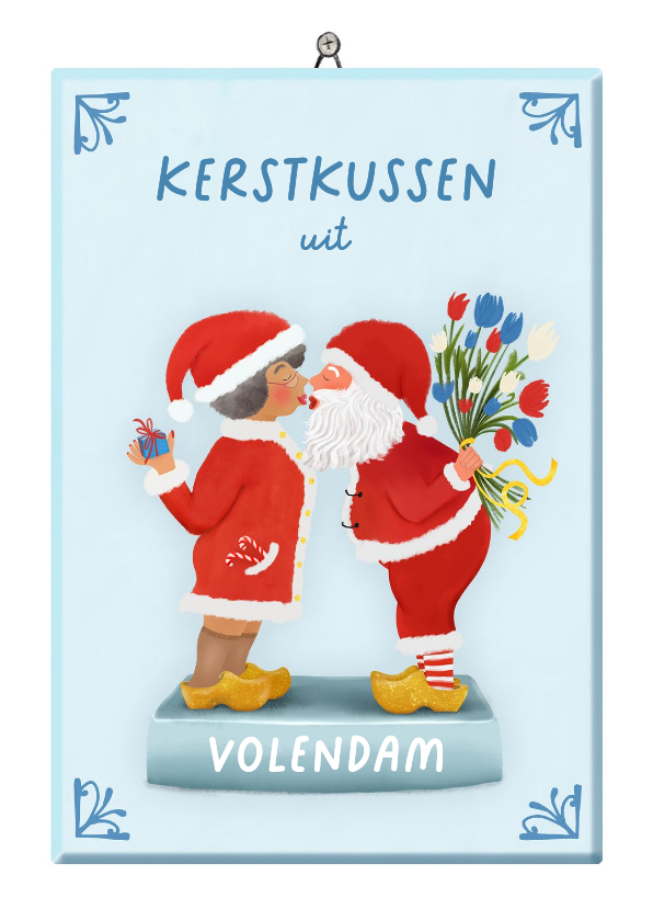 Kerstkaarten - Kerstkaart Hollandse tegel en (vervangbare) plaatsnaam