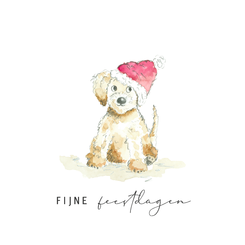 Kerstkaarten - Kerstkaart - Hond met kerstmuts