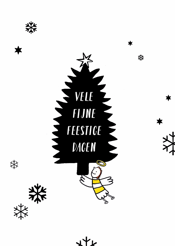 Kerstkaart illustratie kerst engeltje - Kerstkaarten Kerstkaarten - Kerstkaart illustratie kerst engeltje