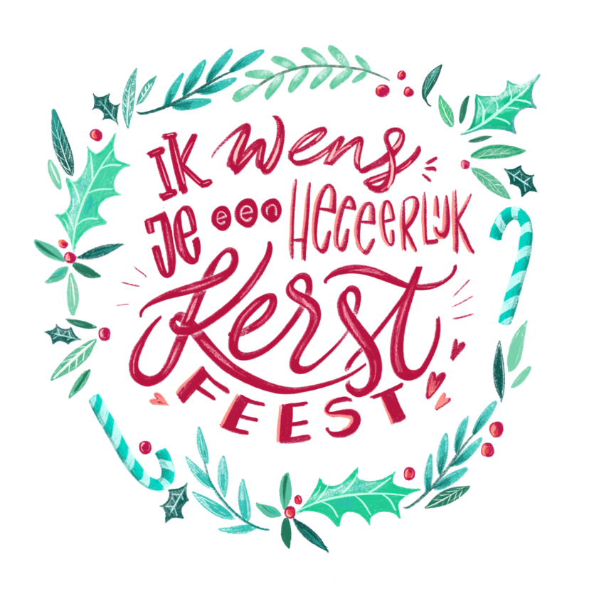 Kerstkaart illustratie lettering 2019 - Kerstkaarten Kerstkaarten - Kerstkaart illustratie lettering 2019