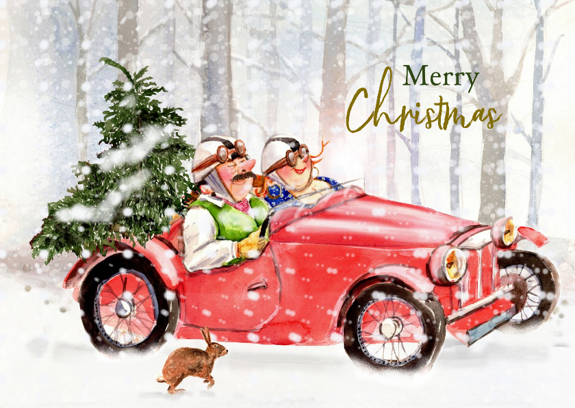 Kerstkaart in de oldtimer - Kerstkaarten Kerstkaarten - Kerstkaart in de oldtimer