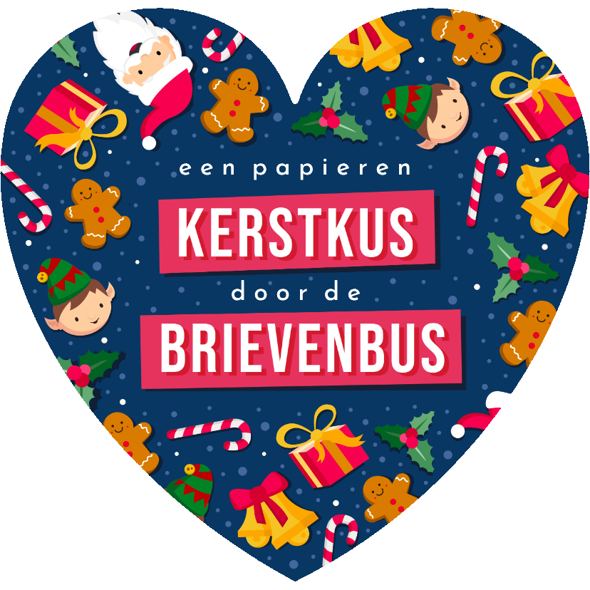 Kerstkaarten - Kerstkaart in hartvorm met vrolijke kerst illustraties