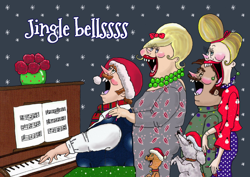 Kerstkaart Jingle bells piano - Kerstkaarten Kerstkaarten - Kerstkaart Jingle bells piano
