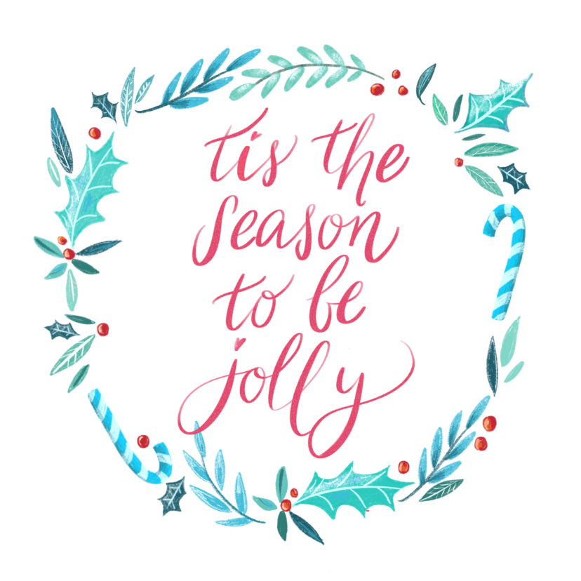 Kerstkaart jolly handlettering - Kerstkaarten Kerstkaarten - Kerstkaart jolly handlettering