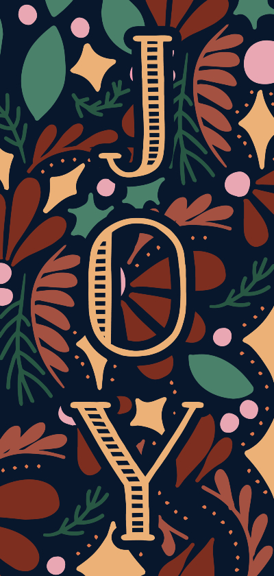 Kerstkaart 'JOY' dubbel met illustraties - Kerstkaarten Kerstkaarten - Kerstkaart 'JOY' dubbel met illustraties