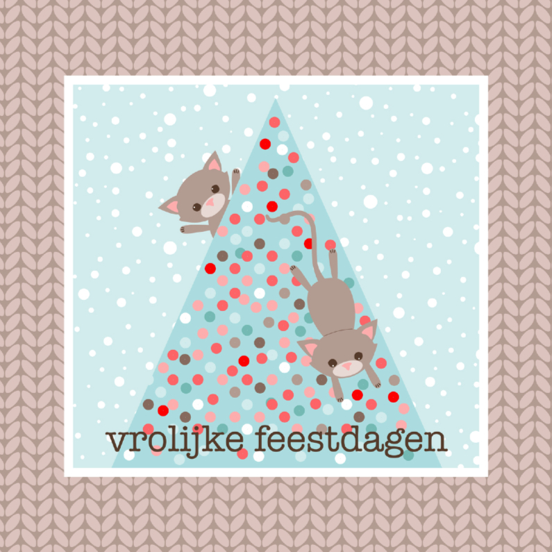 Kerstkaart Katten in boom - Kerstkaarten Kerstkaarten - Kerstkaart Katten in boom