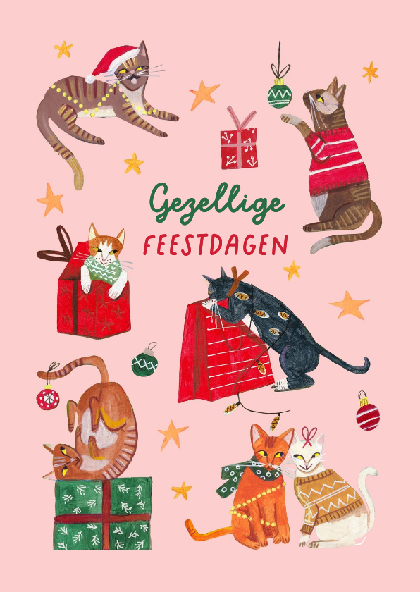 Kerstkaart kattenkwaad - Kerstkaarten Kerstkaarten - Kerstkaart kattenkwaad