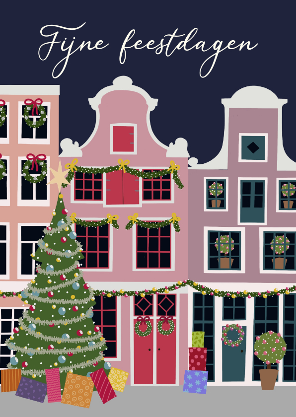Kerstkaart - kerst in de stad - Kerstkaarten Kerstkaarten - Kerstkaart - kerst in de stad