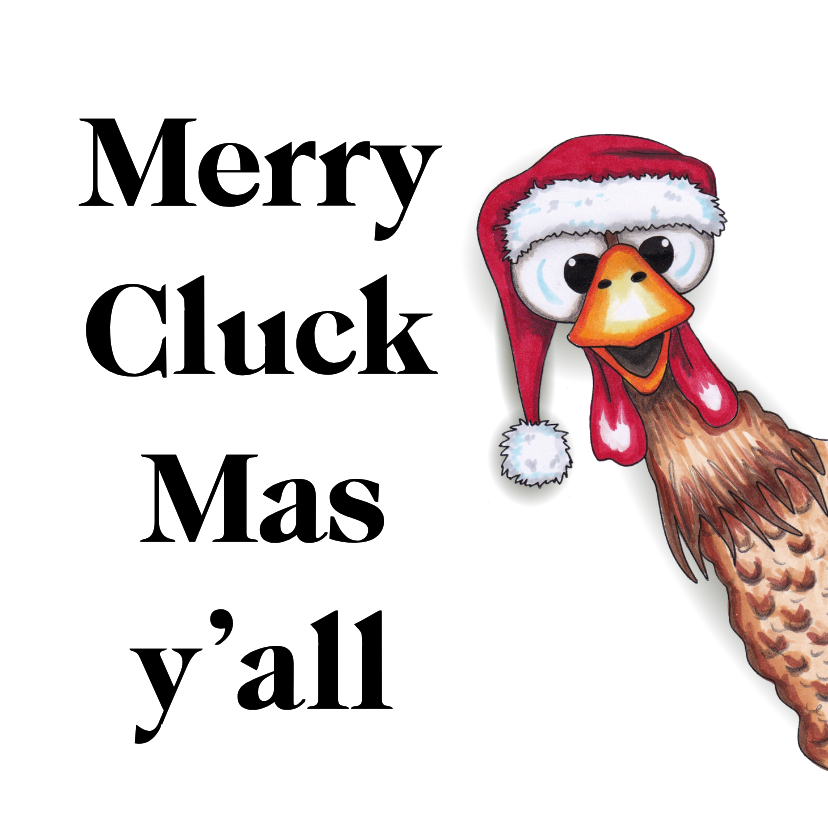 Kerstkaart kerst kip om de hoek - Kerstkaarten Kerstkaarten - Kerstkaart kerst kip om de hoek