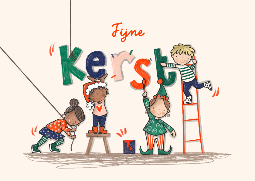 Kerstkaart Kerst Letters - Kerstkaarten Kerstkaarten - Kerstkaart Kerst Letters