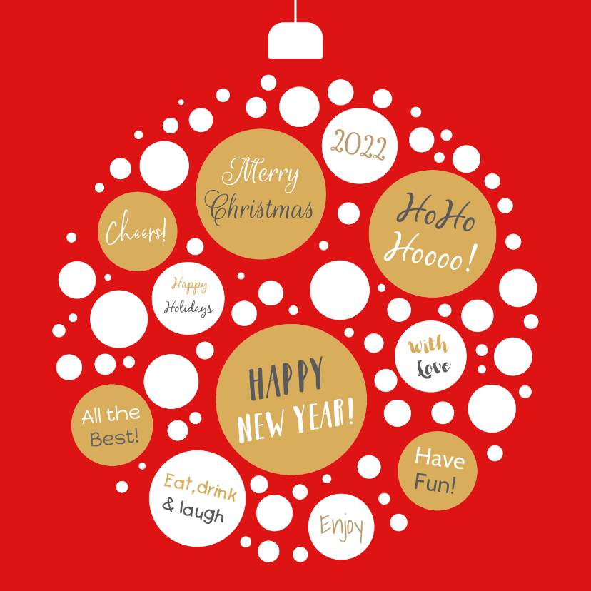 Kerstkaart kerstbal cirkels en tekst - Kerstkaarten Kerstkaarten - Kerstkaart kerstbal cirkels en tekst