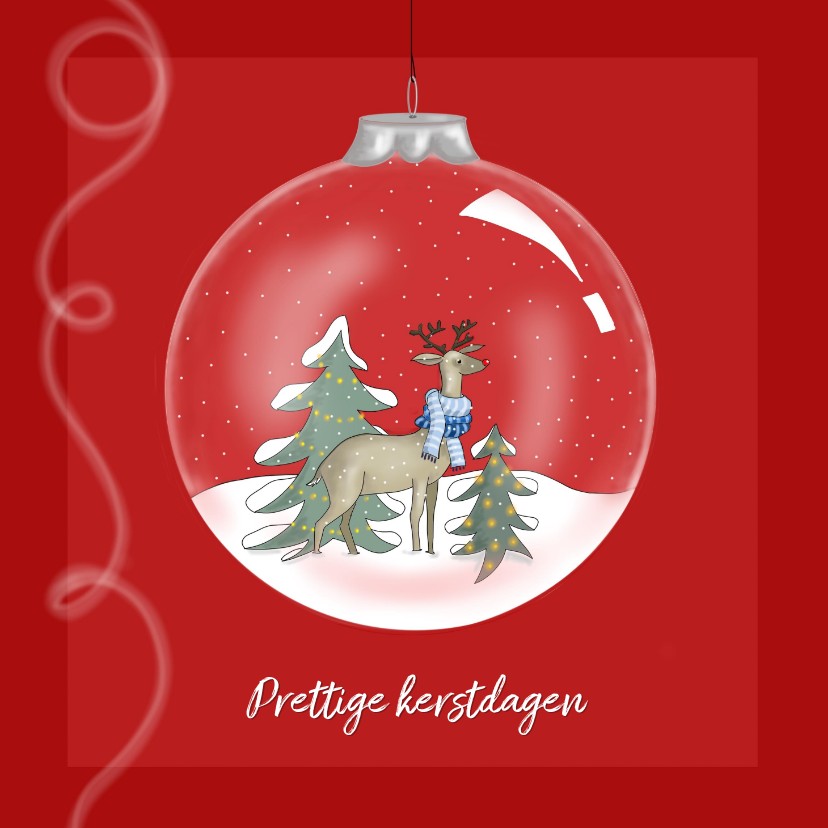 Kerstkaart - kerstbal met Rudolf - Kerstkaarten Kerstkaarten - Kerstkaart - kerstbal met Rudolf