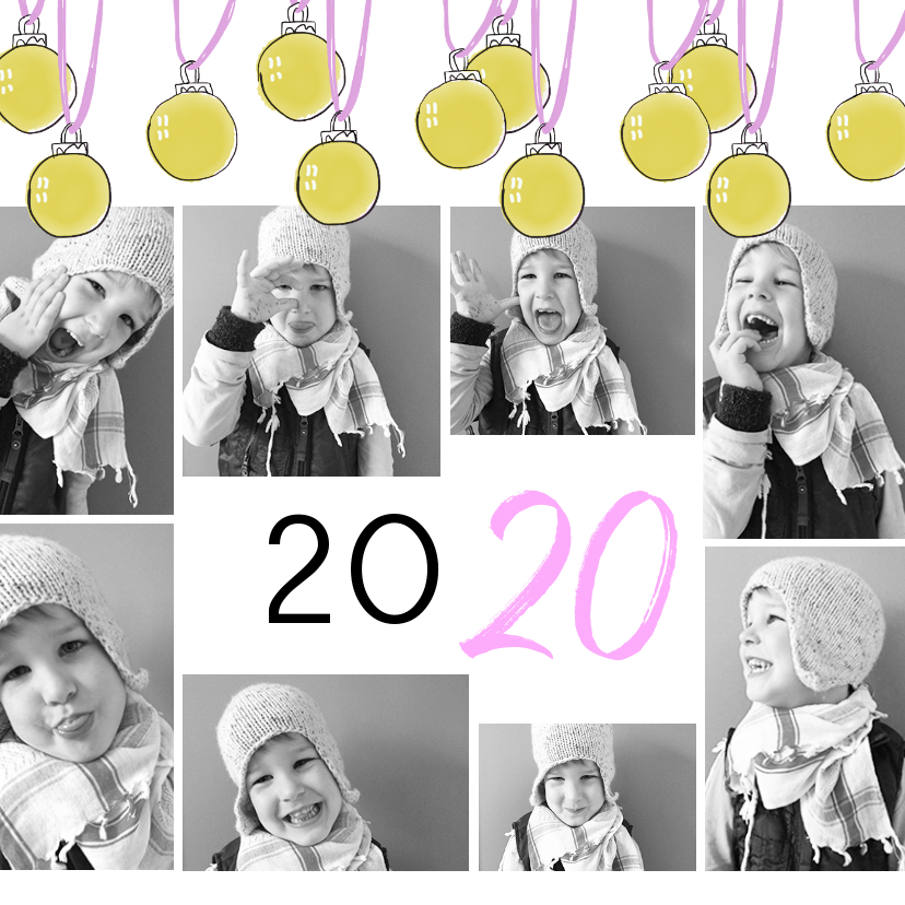kerstkaart kerstballen fotocollage familie - Kerstkaarten Kerstkaarten - kerstkaart kerstballen fotocollage familie