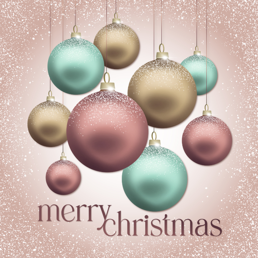 Kerstkaart kerstballen pastel kleuren - Kerstkaarten Kerstkaarten - Kerstkaart kerstballen pastel kleuren