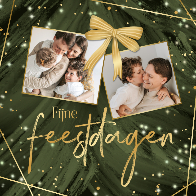 Kerstkaart kerstboom close up sprankelend foto's strik - Kerstkaarten Kerstkaarten - Kerstkaart kerstboom close up sprankelend foto's strik