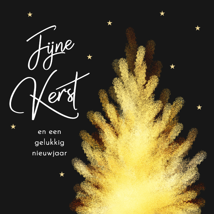 Kerstkaart kerstboom goud - Kerstkaarten Kerstkaarten - Kerstkaart kerstboom goud