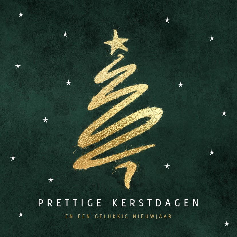 Kerstkaarten - Originele kerstkaart kerstboom goud