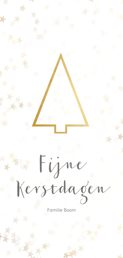 Kerstkaart kerstboom langwerpig goud - BK - Kerstkaarten Kerstkaarten - Kerstkaart kerstboom langwerpig goud - BK