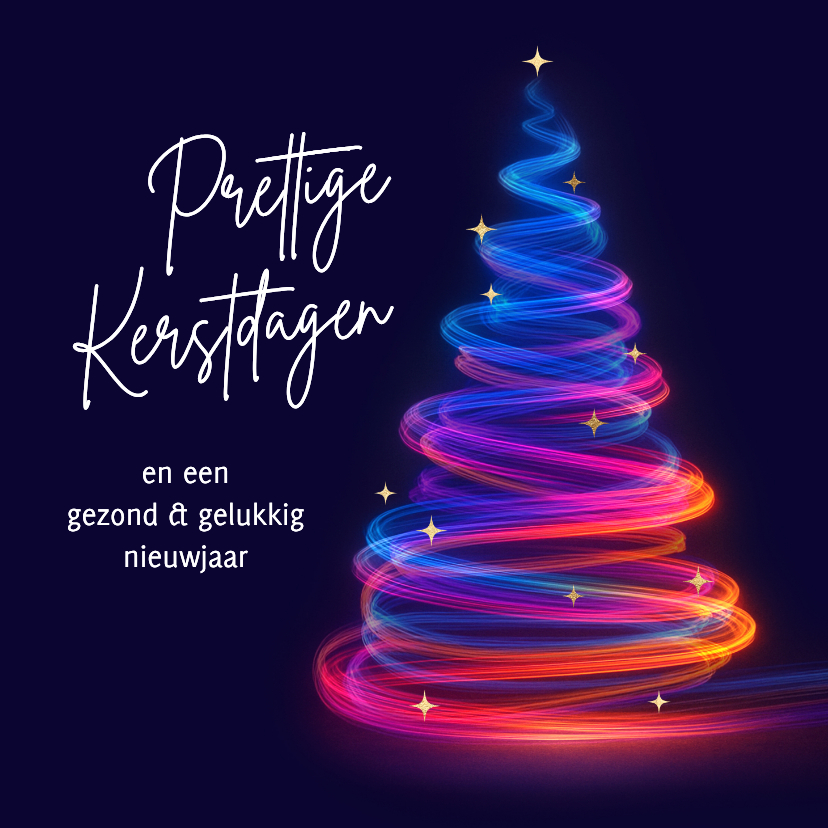 Kerstkaarten - Kerstkaart kerstboom licht sprankelend goud