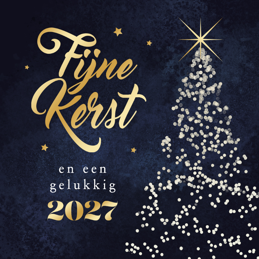 Kerstkaarten - Kerstkaart kerstboom lichtjes sterren fijne kerst 2027