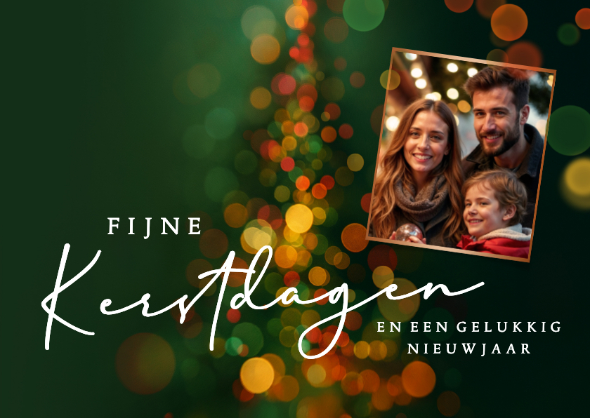 Kerstkaart kerstboom met foto en lichtjes - Kerstkaarten Kerstkaarten - Kerstkaart kerstboom met foto en lichtjes