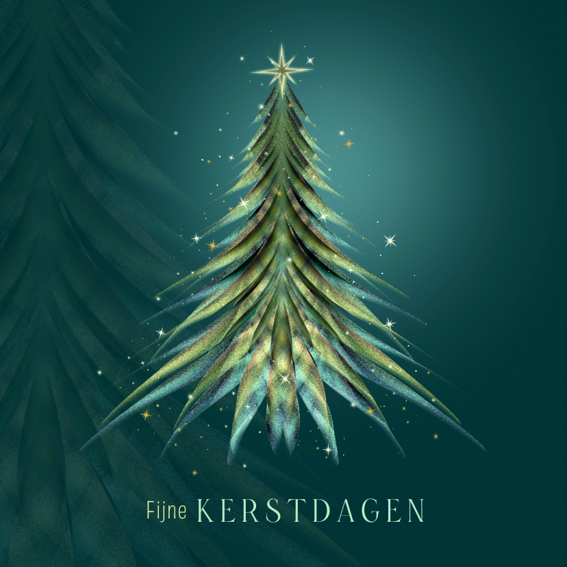 Kerstkaarten - Kerstkaart kerstboom op groen