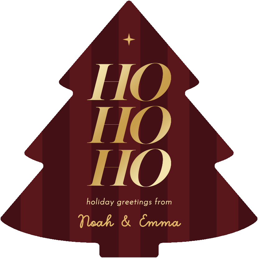 Kerstkaarten - Kerstkaart kerstboomvorm gestreept ho ho ho goud bonprix