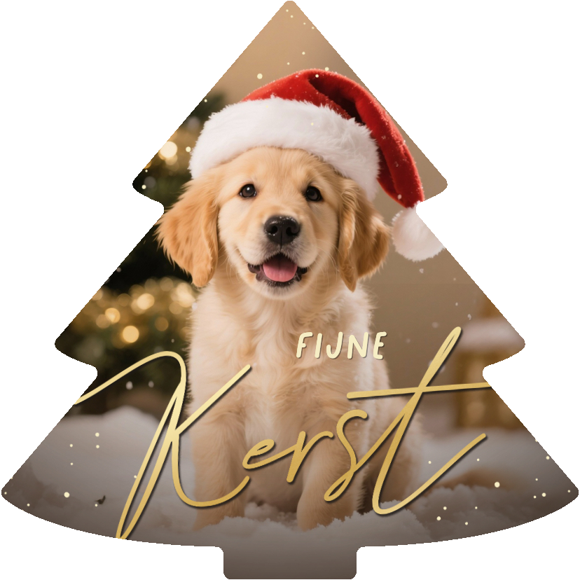 Kerstkaart kerstboomvorm met hond of eigen foto - Kerstkaarten Kerstkaarten - Kerstkaart kerstboomvorm met hond of eigen foto
