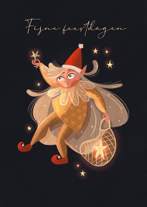 Kerstkaart kerstengeltje met kerstmuts - Kerstkaarten Kerstkaarten - Kerstkaart kerstengeltje met kerstmuts